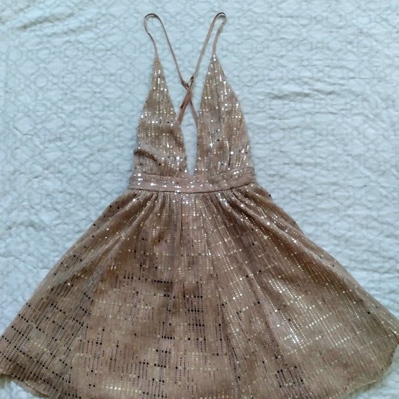 Rose Gold Sequins Dress - Picture 3 of 5